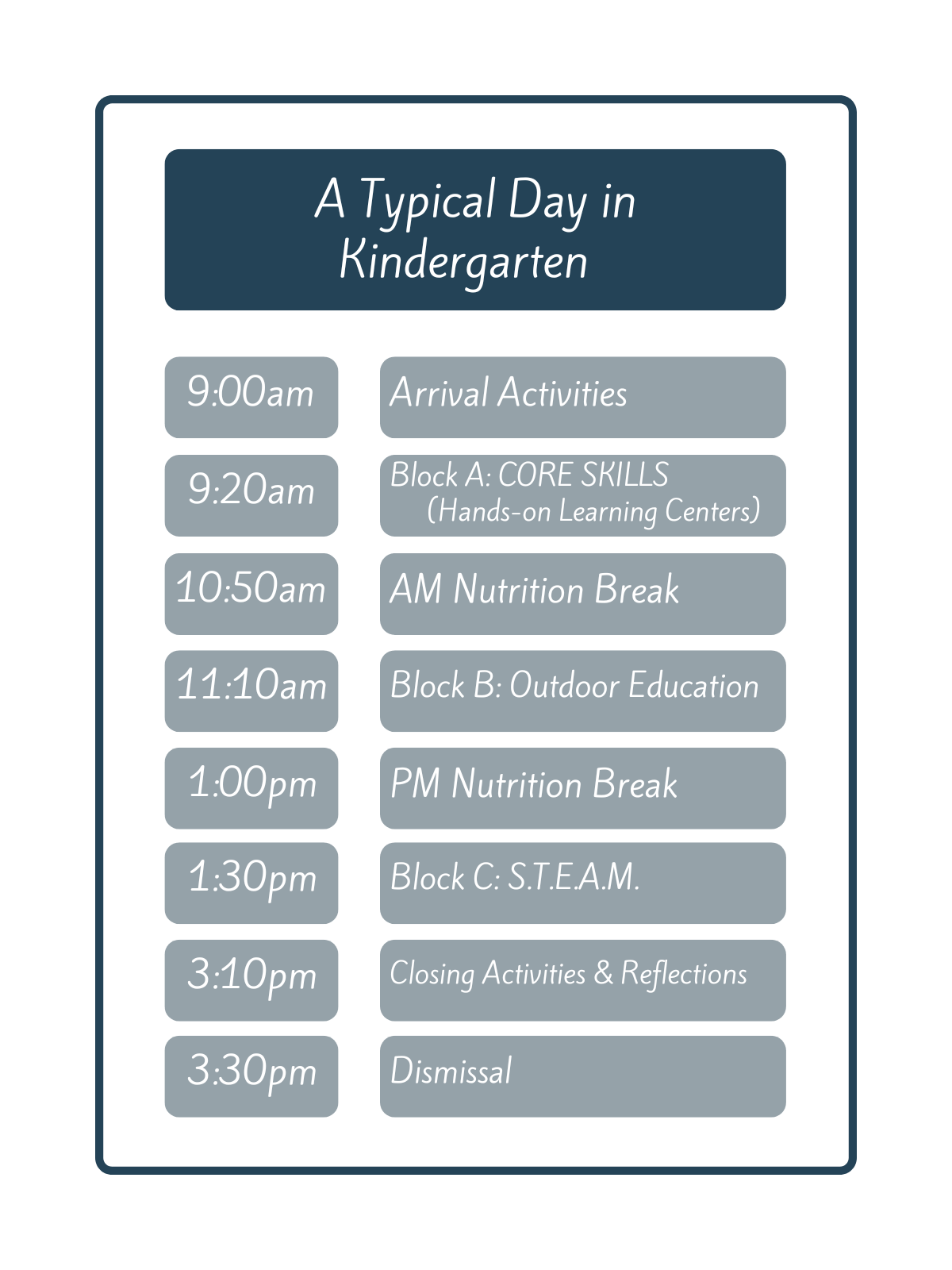 Day School Typical Day Charts (1) typical day in kindergarten