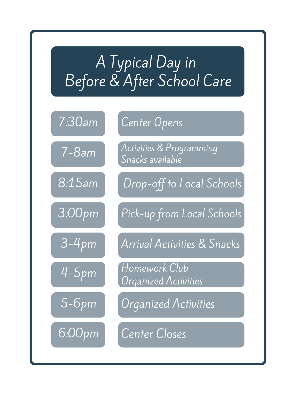 before and after school schedule
